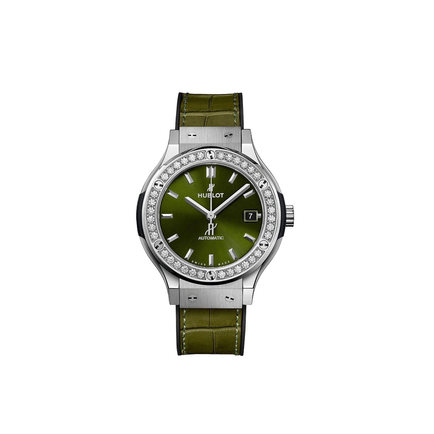 Hublot Classic Fusion Titanyum Green Diamonds