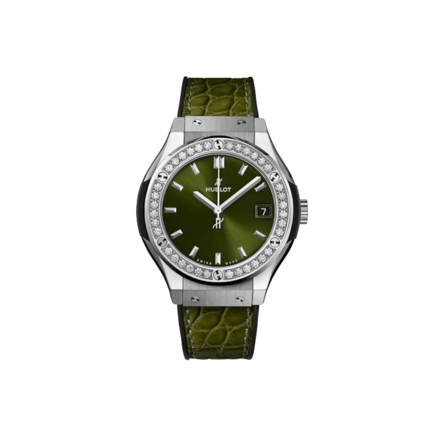 Hublot Classic Fusion Titanium Green Diamonds