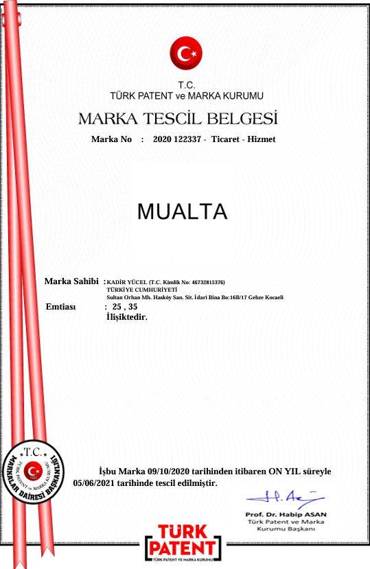 Mualta Marka Tescil Belgemiz