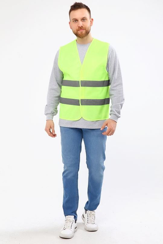 İKAZ YELEĞİ STANDART CEPSİZ CIRTLI-Neon Sarı