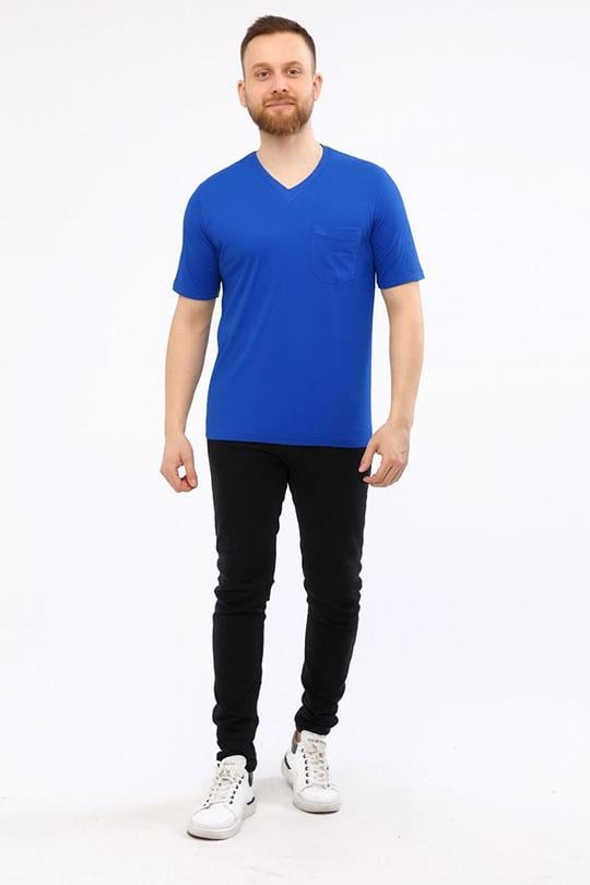 MUALTA 30/1 SUP.V YAKA TSHİRT OPENENT-Sax Mavi