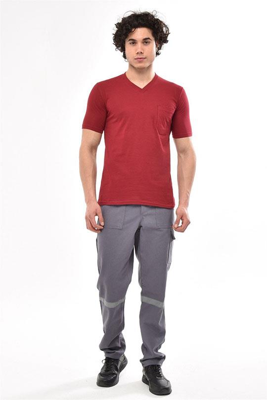 MUALTA 30/1 SUP.V YAKA TSHİRT OPENENT-Bordo