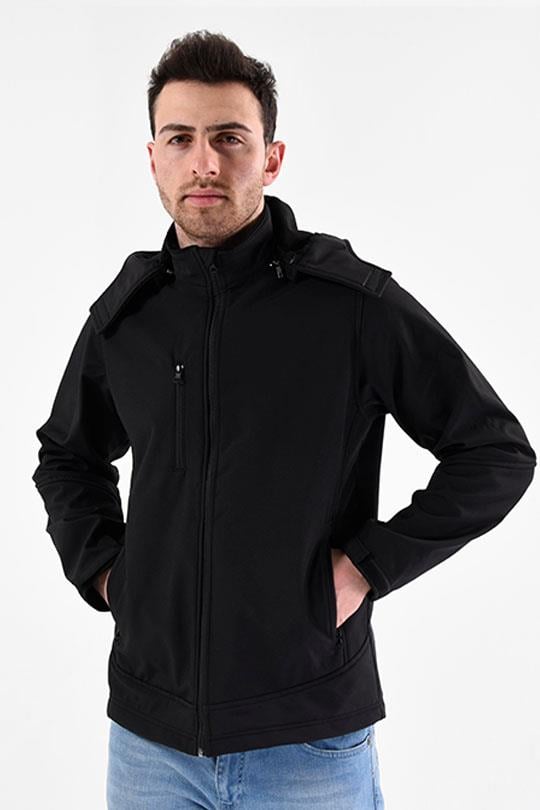 SOFTSHELL KAPŞONLU MONT-Siyah