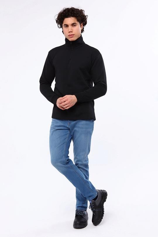 ÜÇ İPLİK BALIKÇIYAKA SWEAT OPANENT -Siyah