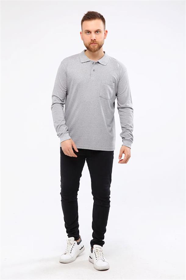 MUALTA 30/1 SUP.POLO YAKA SWEAT OPANENT -Melanj Gri