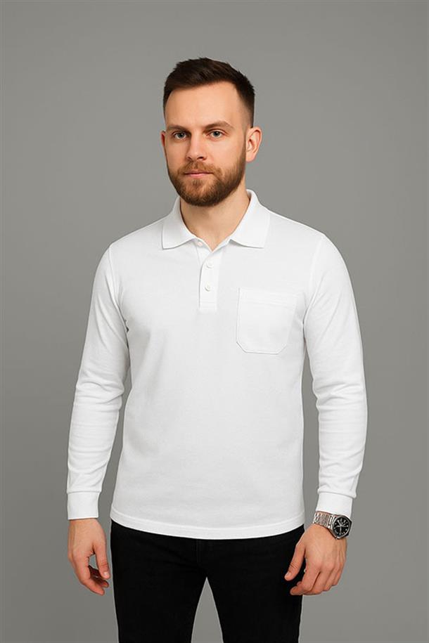 MUALTA PİKE ÖRME POLOYAKA SWEAT OPANENT -Beyaz