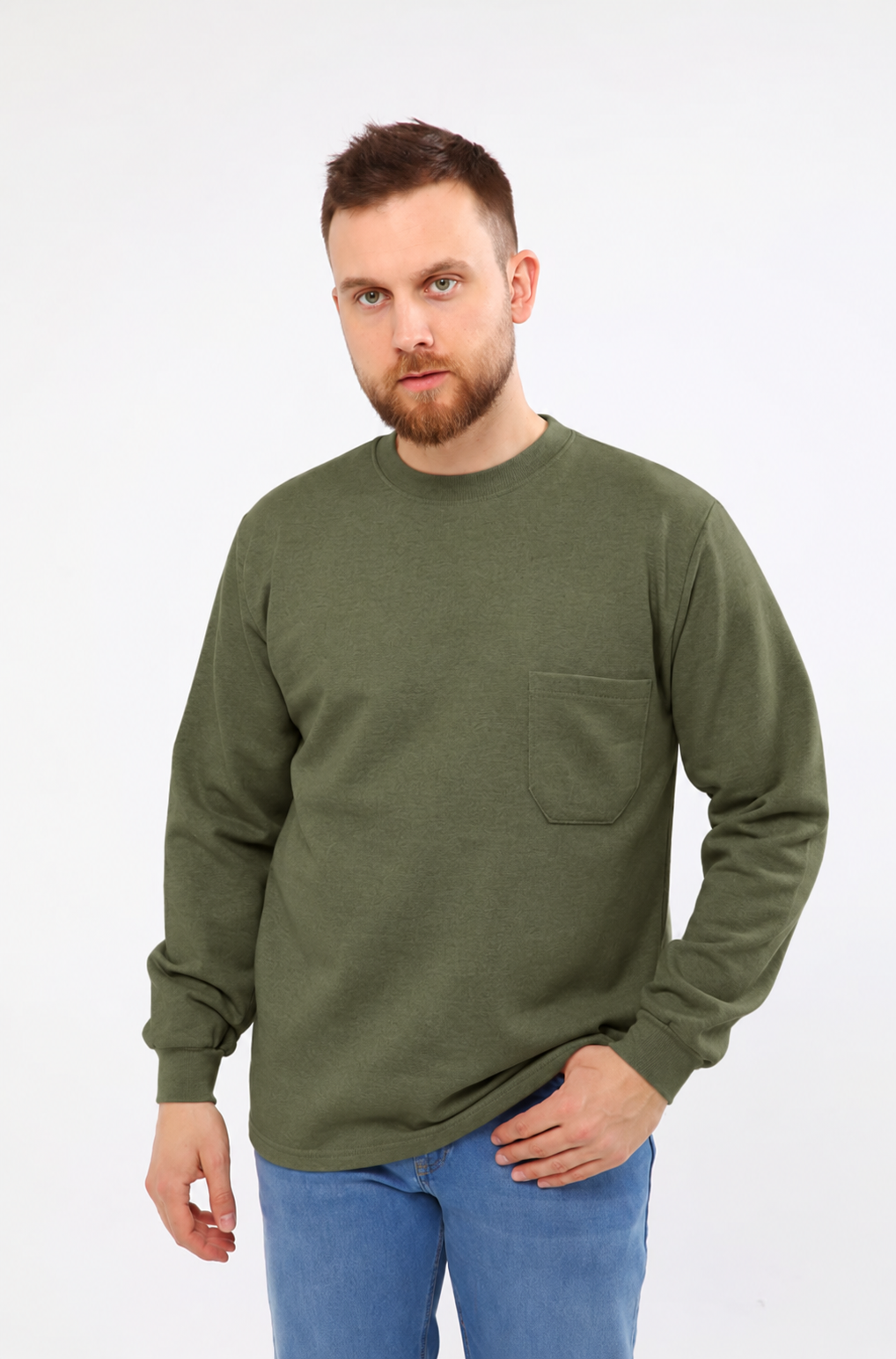 20/10 İKİ İPLİK O YAKA SWEAT OPANENT -Haki