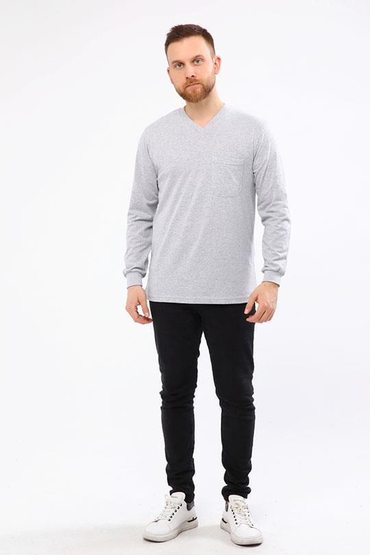 MUALTA 30/1 SUP. V YAKA SWEAT OPANENT -Melanj Gri