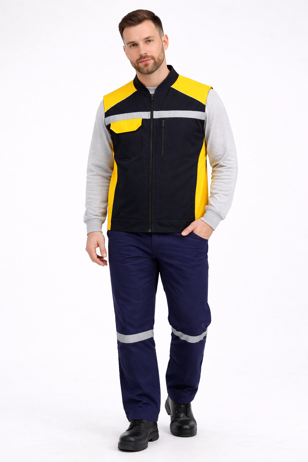 MUALTA MODEL1 NAVY BLUE VEST - Yellow