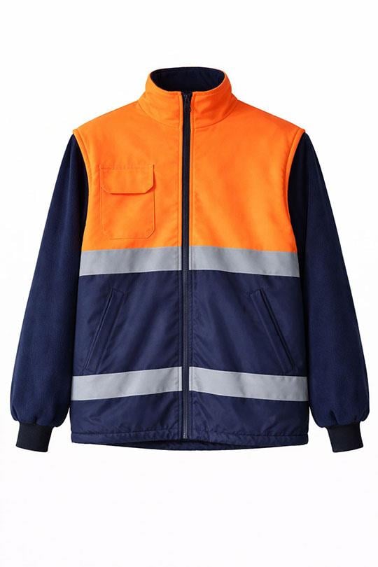 NEON RENKLİ ÇIKMAKOLLU POLARLI MONT-Neon Turuncu