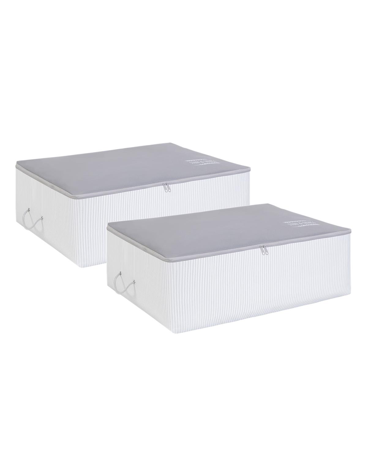 2li Büyük Boy Gri Çizgili Stuff & Things Baza Altı Hurç Set 62 x 46 x 22 cm
