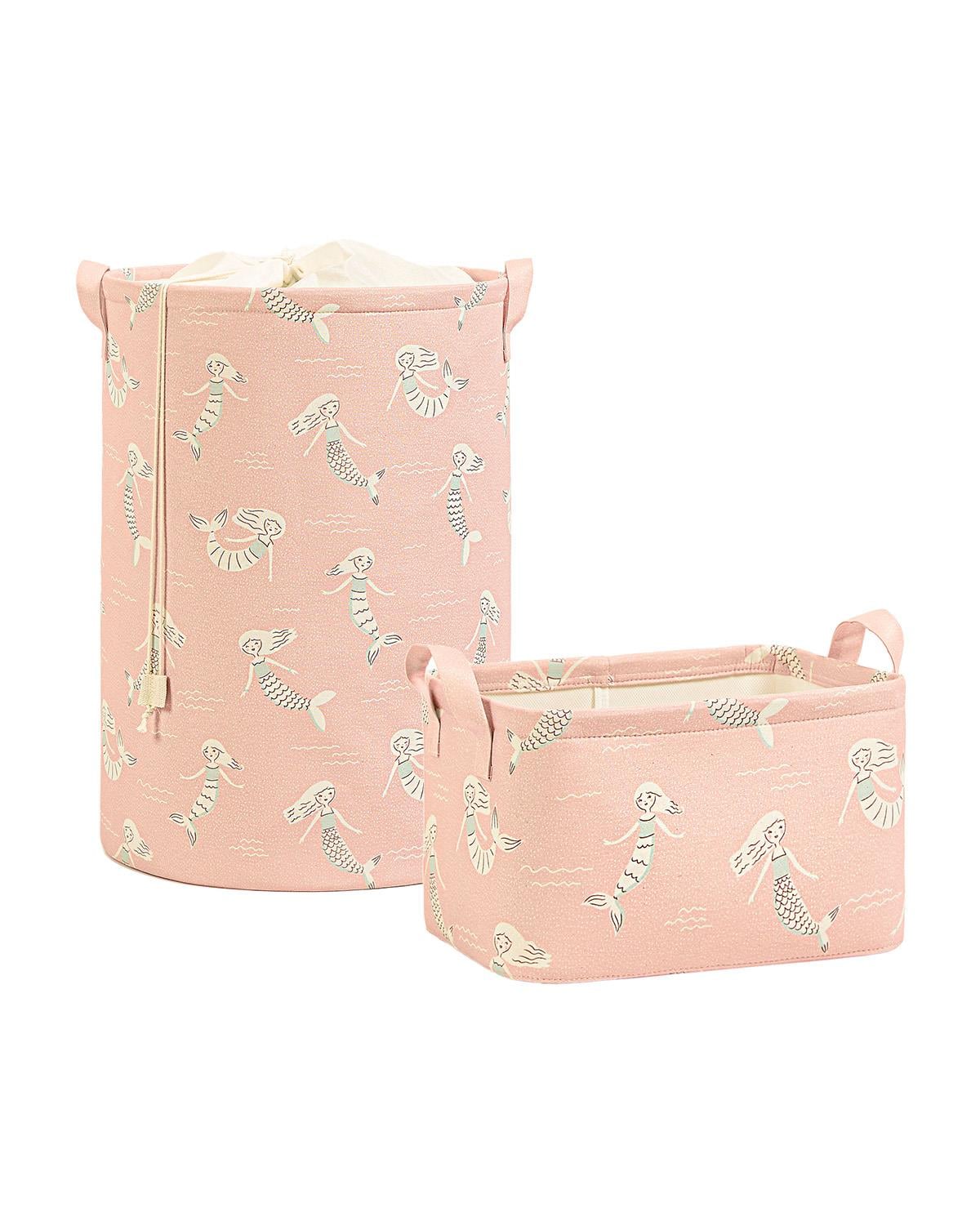 2li Çocuk Odası Deniz Kızı Sepet Set 1 Adet 30 x 21 x 18 / 36 x 48 cm