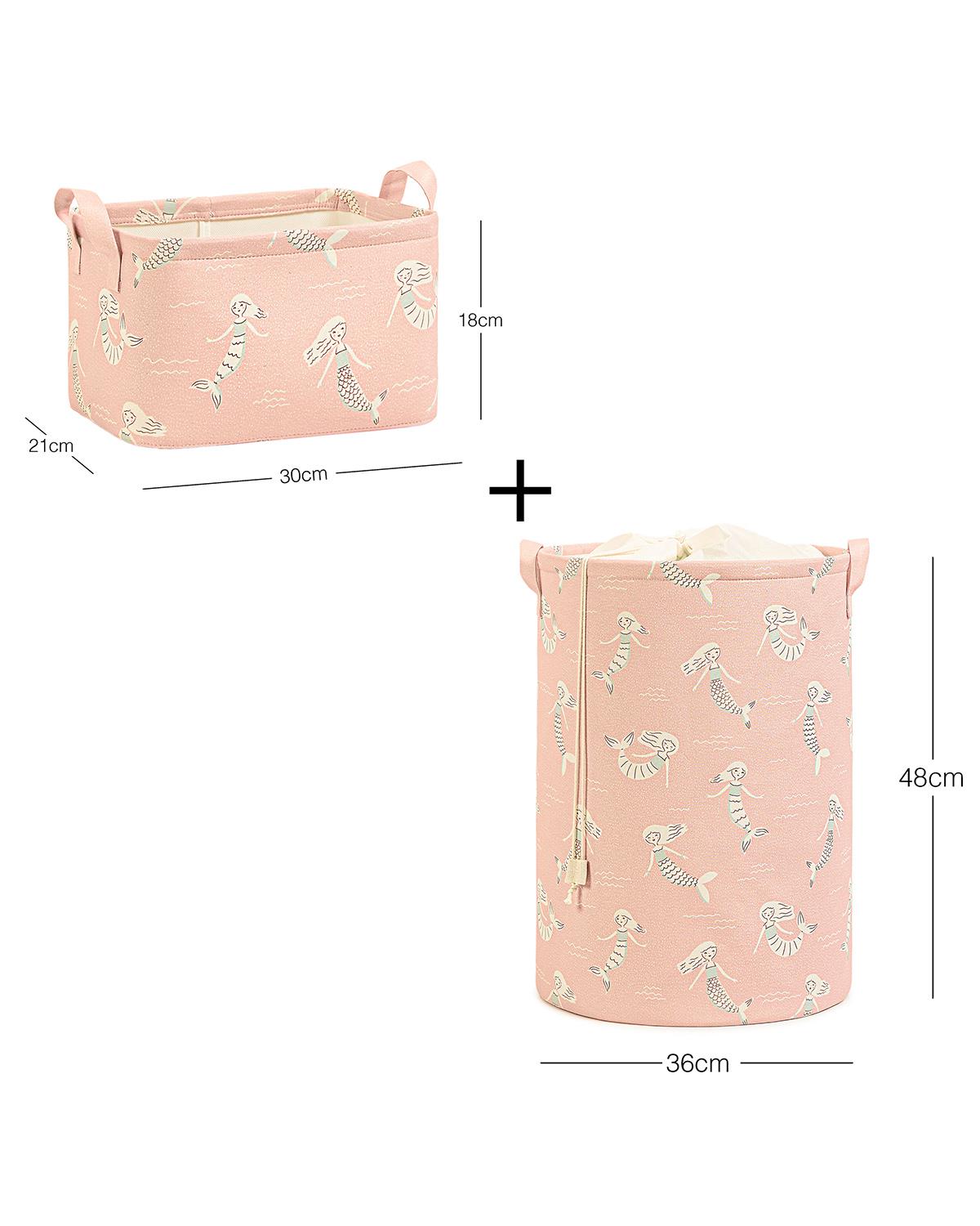 2li Çocuk Odası Deniz Kızı Sepet Set 1 Adet 30 x 21 x 18 / 36 x 48 cm