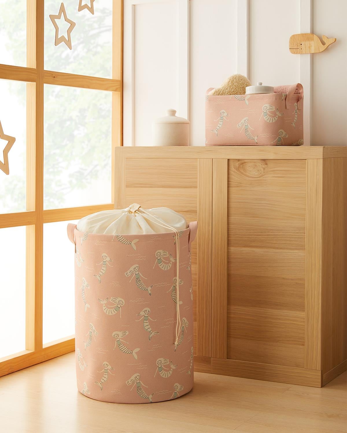 2li Çocuk Odası Deniz Kızı Sepet Set 1 Adet 30 x 21 x 18 / 36 x 48 cm