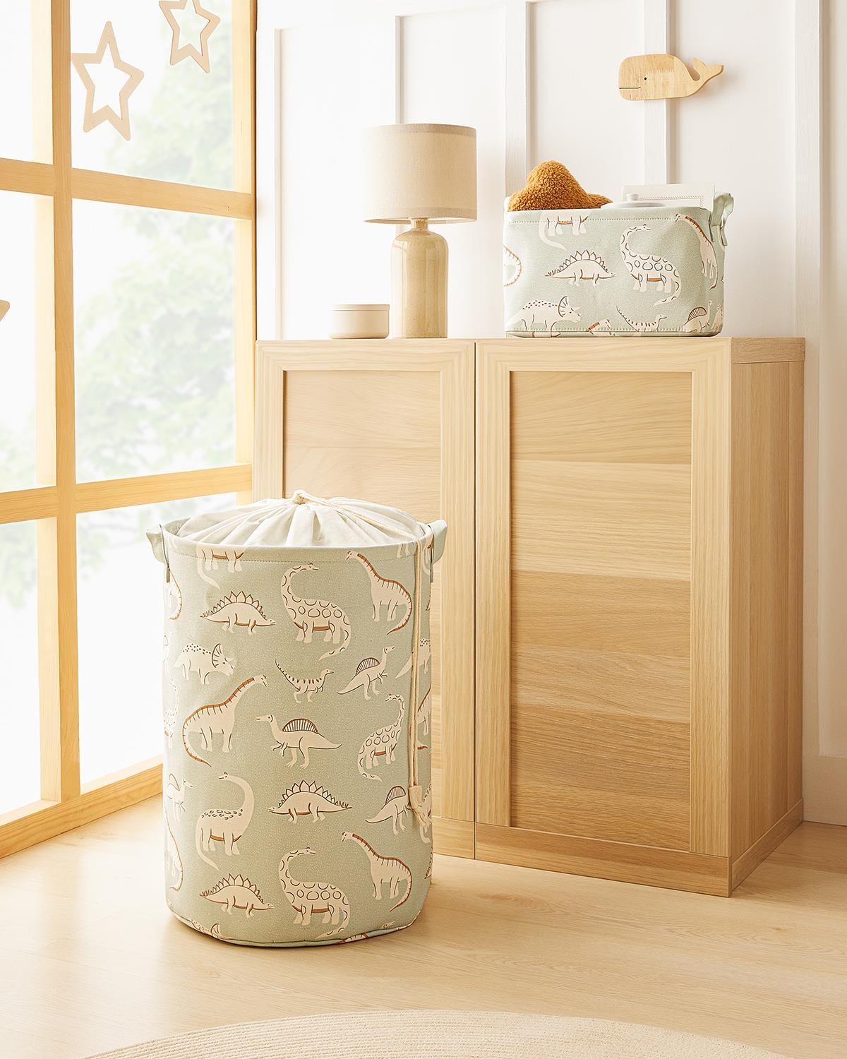 2li Çocuk Odası Dinozor Sepet Set 1 Adet 30 x 21 x 18 / 36 x 48 cm