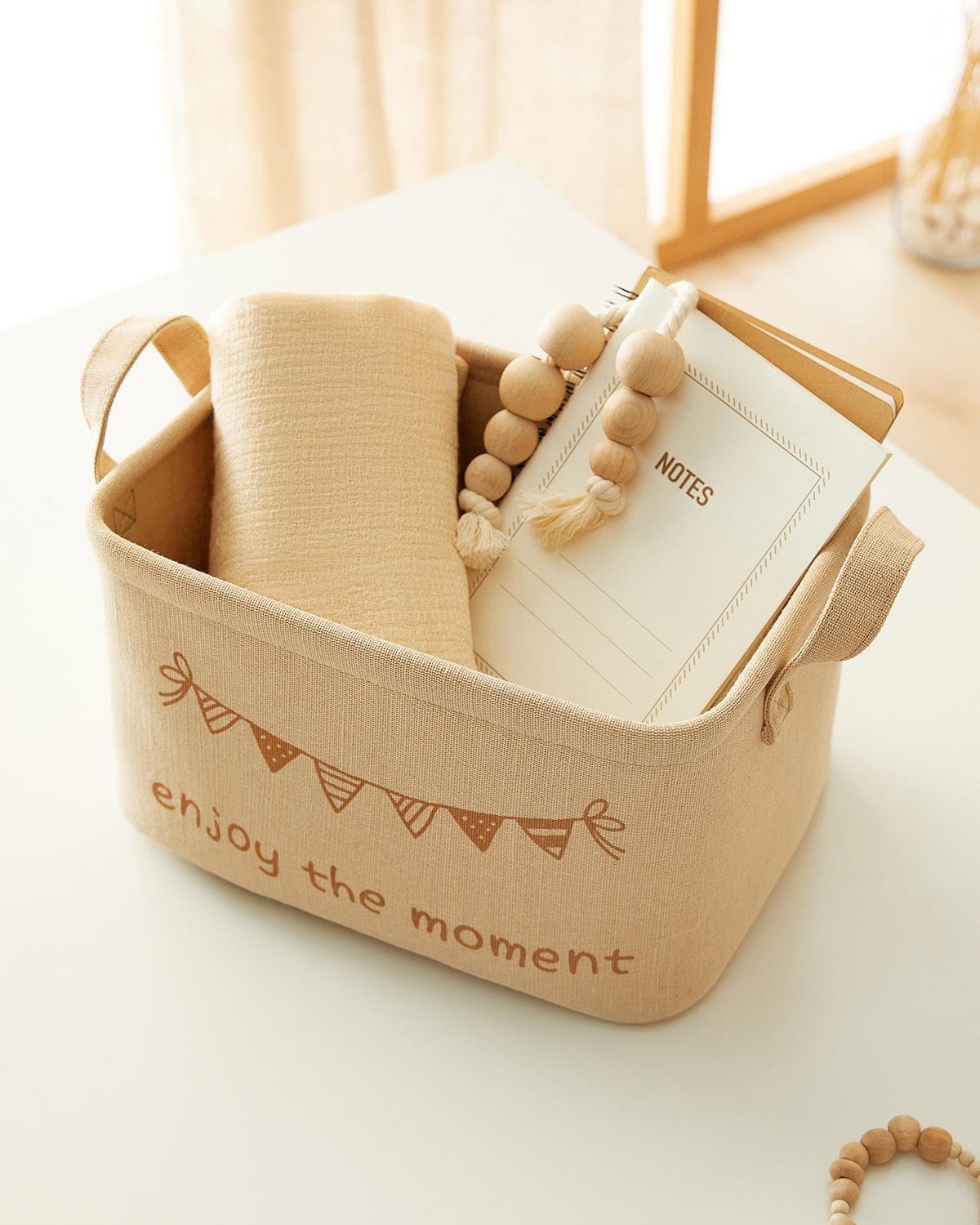 2li Çocuk Odası Jüt Keten Kumaş Sepet Set 1 Adet 24 x 17 x 14 / 1 Adet 30 x 21 x 18 cm