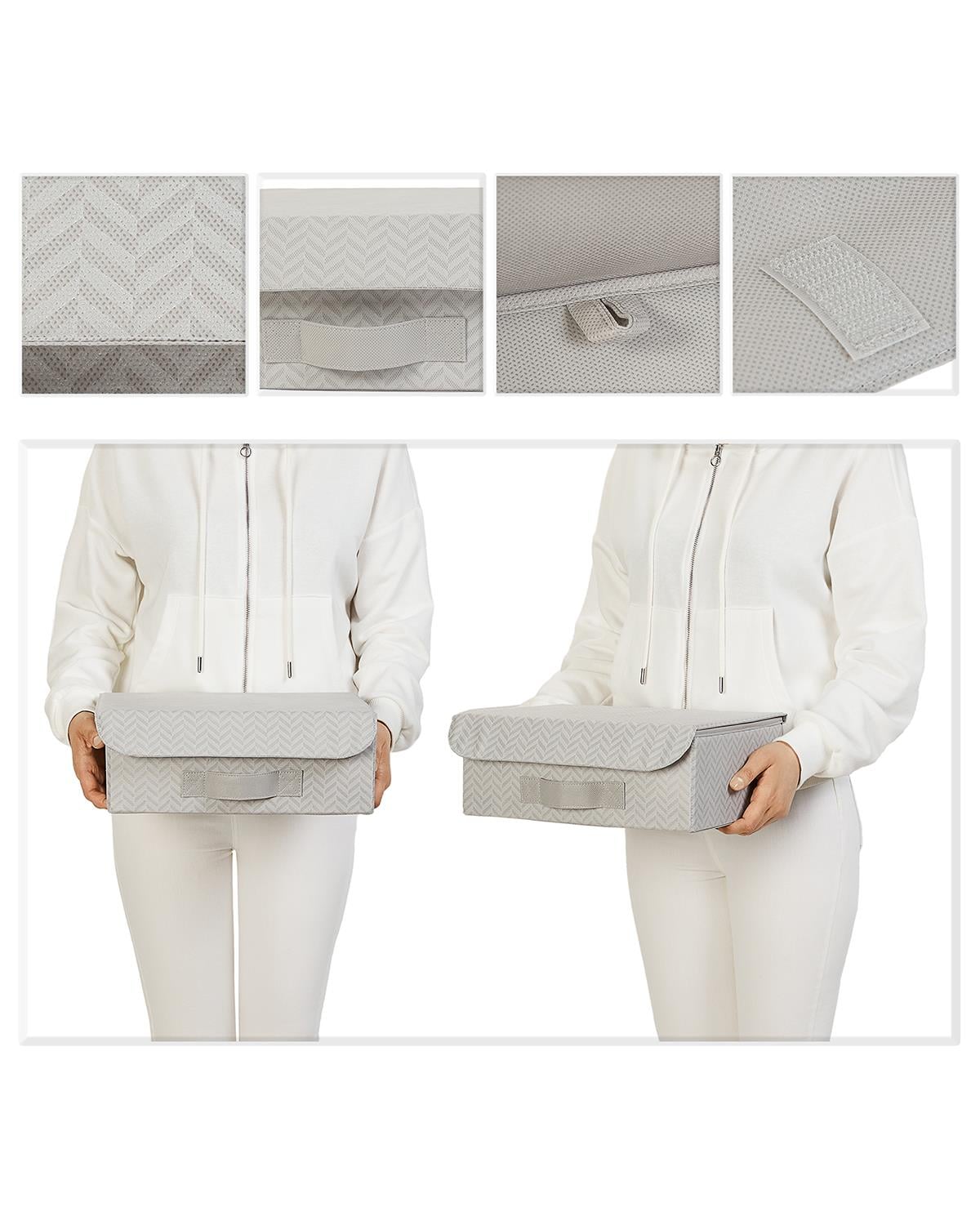 2li Gri Balıksırtı Kapaklı Kutu Set 30 x 23 x 11 cm