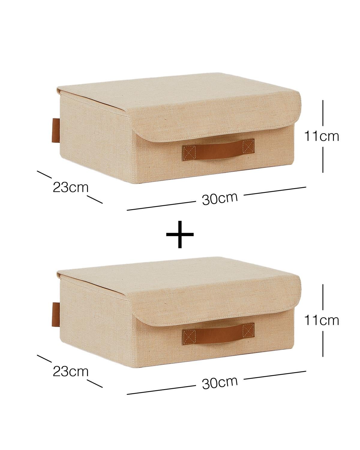 2li Jüt Keten Kumaş Kapaklı Kutu Set 30 x 23 x 11 cm