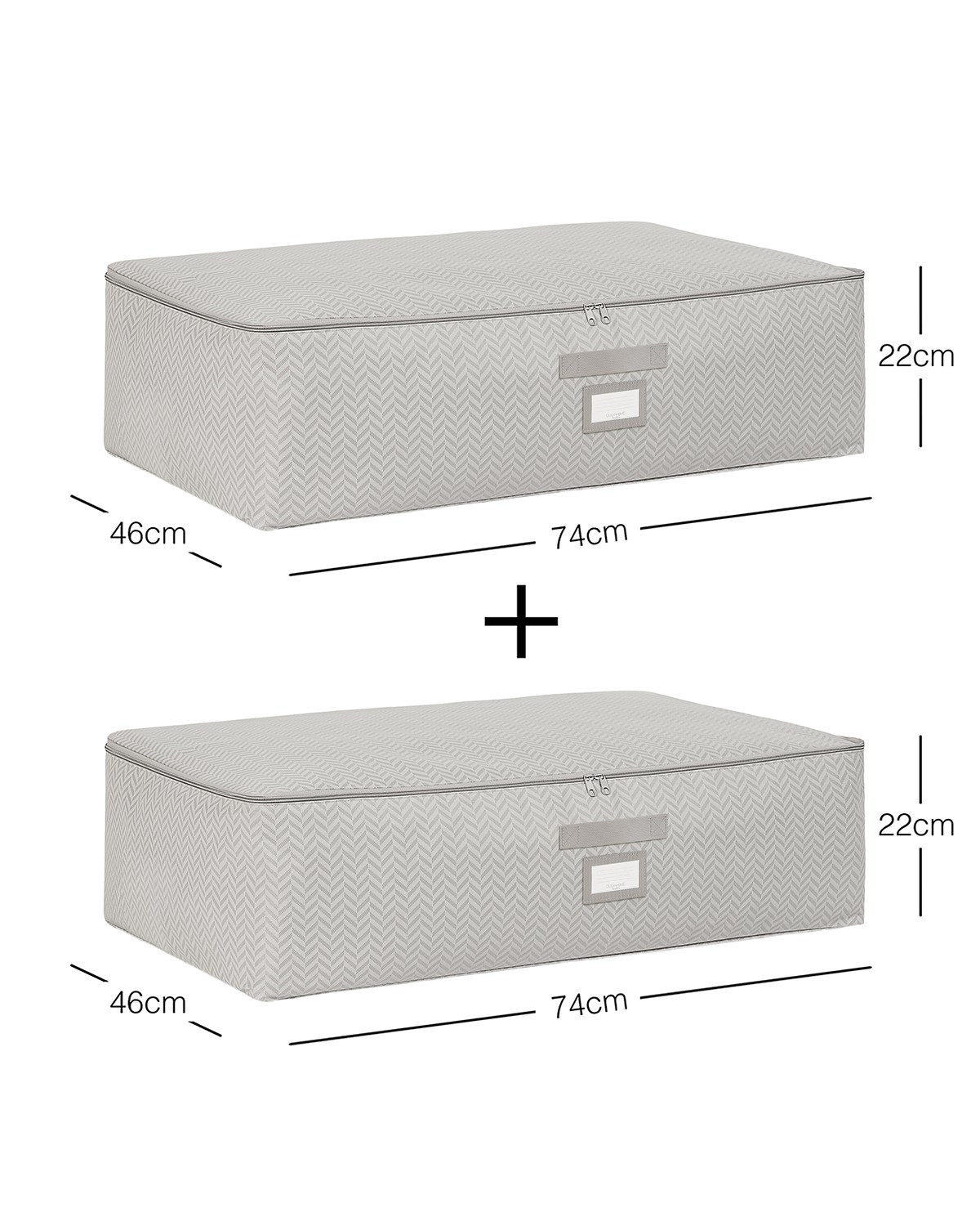 2li Mega Boy Gri Balıksırtı Baza Altı Hurç Set 74 x 46 x 22 cm