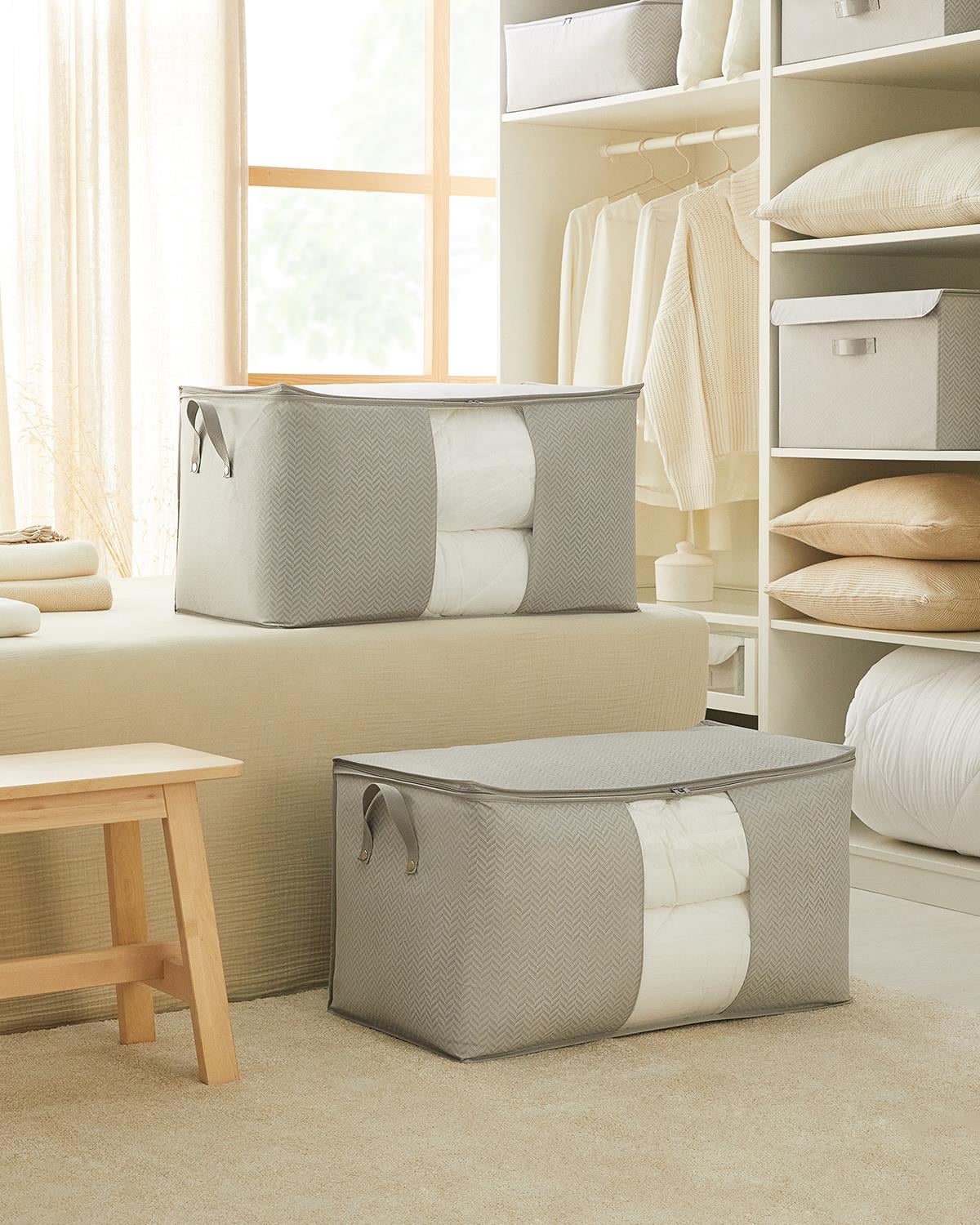 2li Mega Boy Pvc Pencereli Gri Balıksırtı Hurç Set 75 x 40 x 40 cm