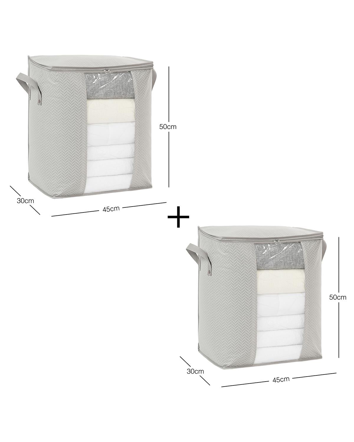 2li Pvc Pencereli Gri Balıksırtı Hurç Set 45 x 30 x 50 cm