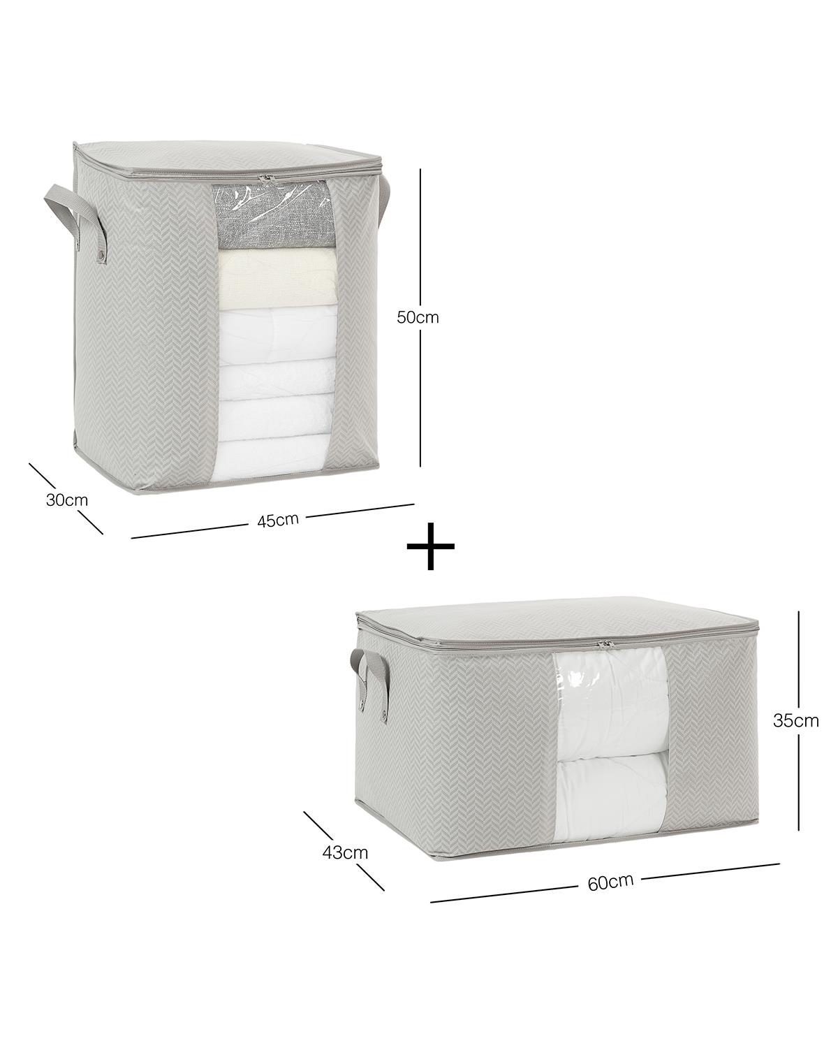 2li Pvc Pencereli Gri Balıksırtı Hurç Set 1 Adet 45 x 30 x 50 / 1 Adet 60 x 43 x 35 cm
