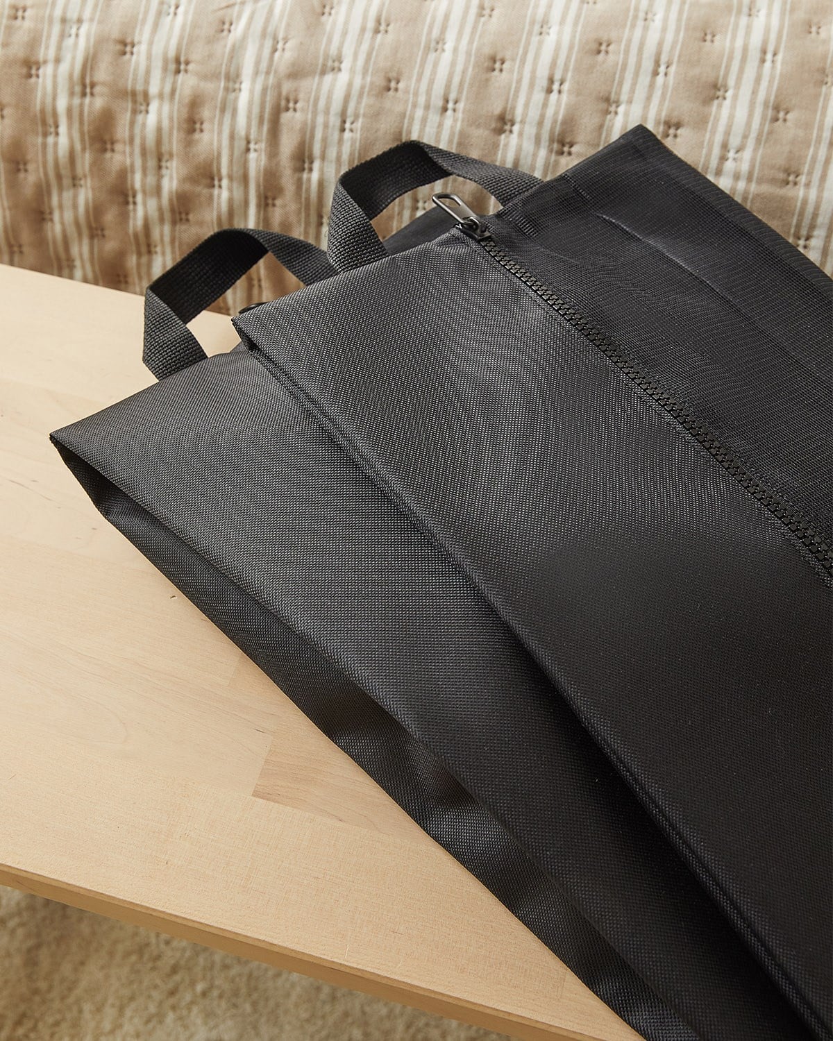 2li Siyah Renk Fileli Oxford Kumaş Ayakkabı Düzenleyici Taşıma Çantası Seti 22 x 40 x 9 cm