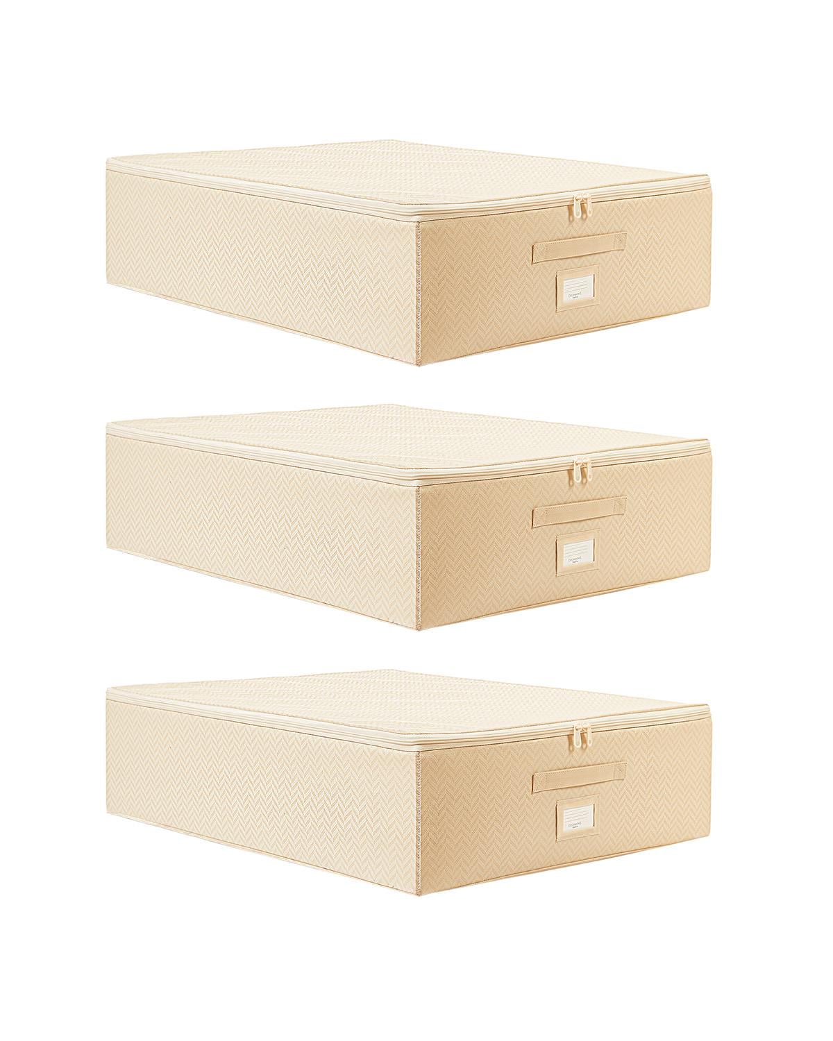 3lü Büyük Boy Bej Balıksırtı Destekli Hurç Set 55 x 70 x 18 cm