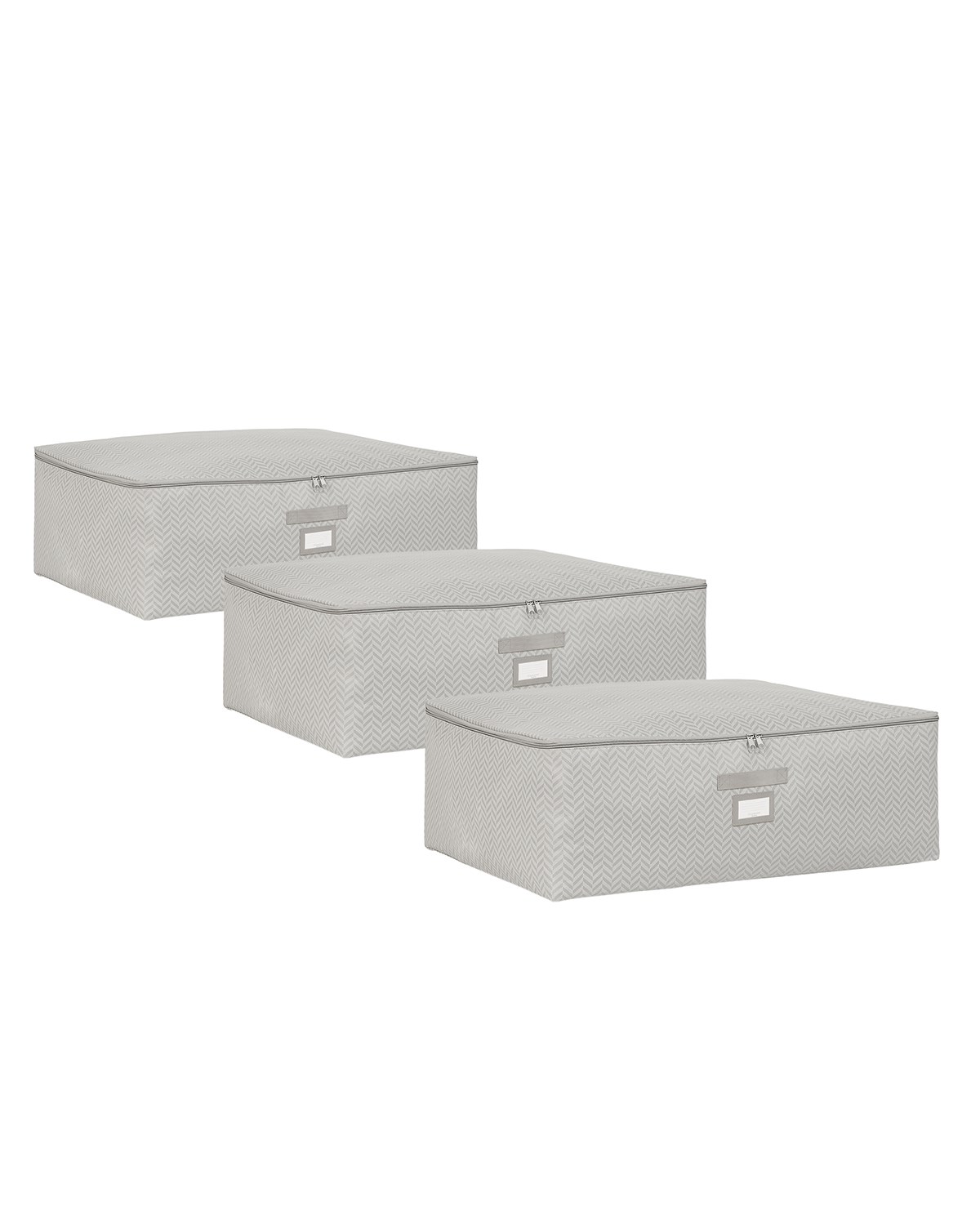 3lü Büyük Boy Gri Balıksırtı Baza Altı Hurç Set 62 x 46 x 22 cm