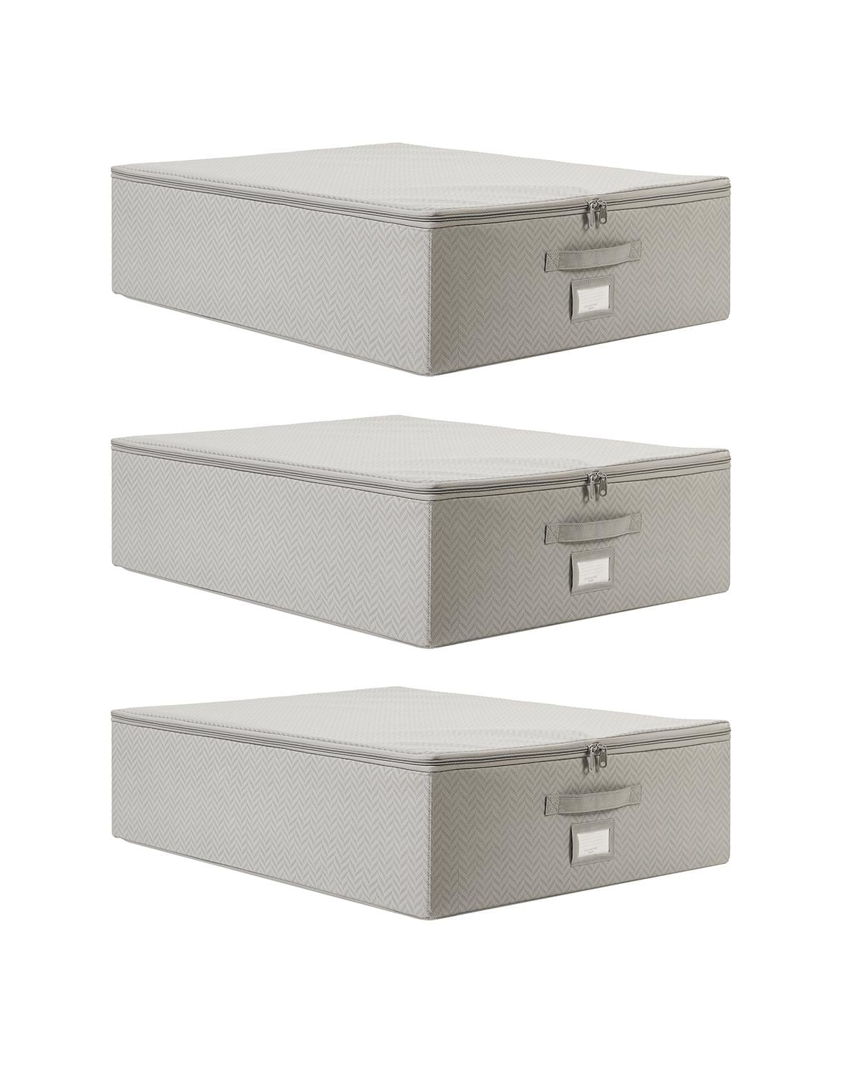 3lü Büyük Boy Gri Balıksırtı Destekli Hurç Set 55 x 70 x 18 cm