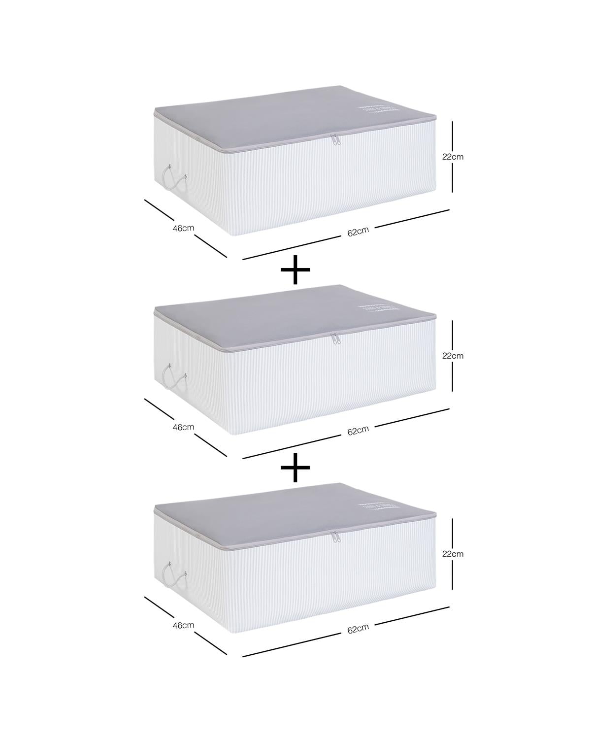 3lü Büyük Boy Gri Renk Stuff & Things Baza Altı Hurç Set 62 x 46 x 22 cm