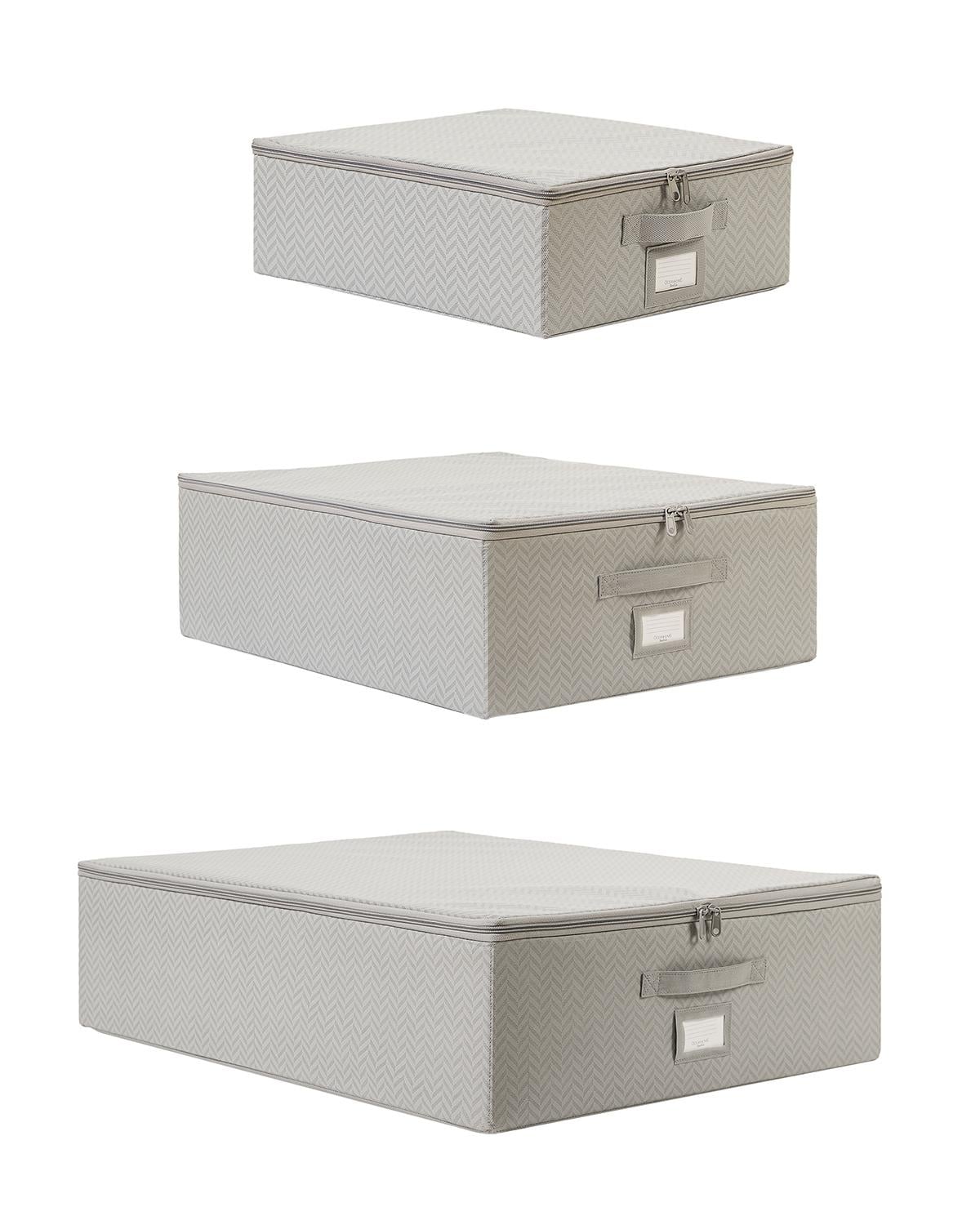 3lü Gri Balıksırtı Destekli Hurç Set 31 x 38 x 12 + 45 x 55 x 18 + 55 x 70 x 18 cm