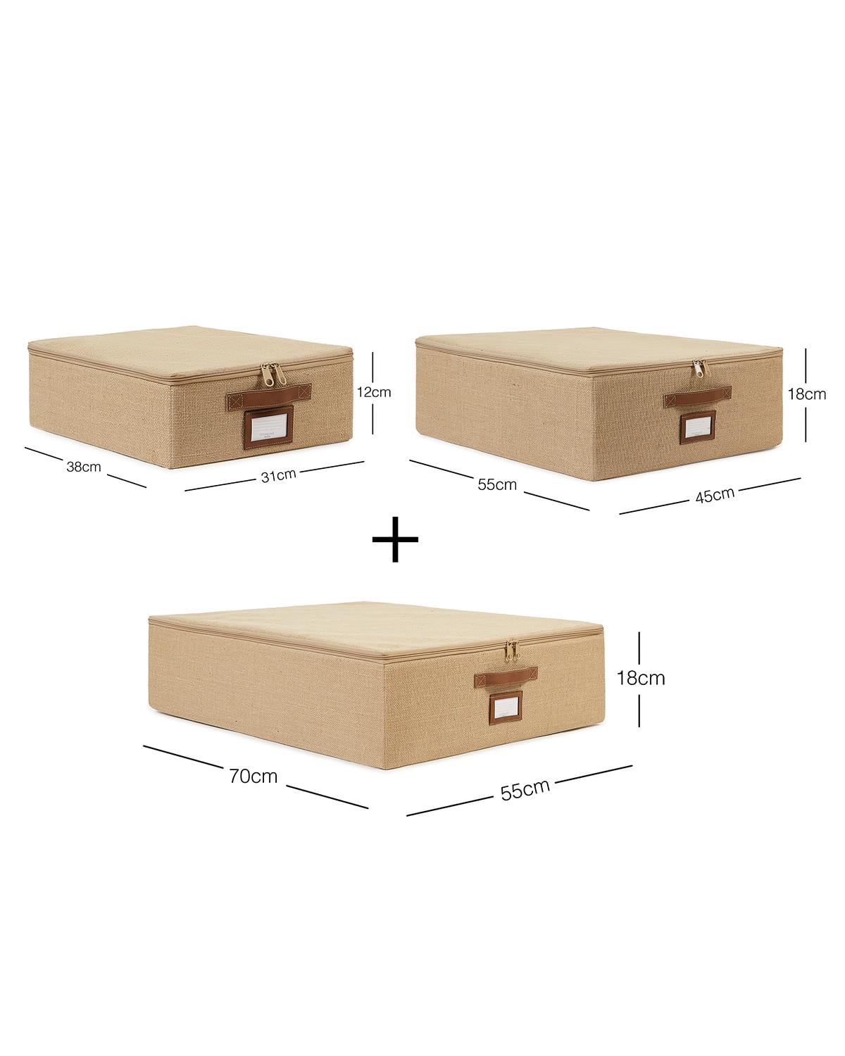 3lü Jüt Destekli Hurç Set 31 x 38 x 12 + 45 x 55 x 18 + 55 x 70 x 18 cm