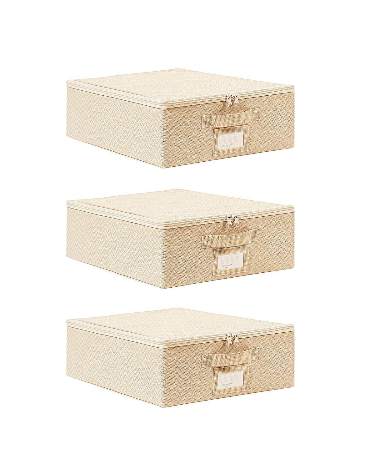 3lü Küçük Boy Bej Balıksırtı Destekli Hurç Set 31 x 38 x 12 cm