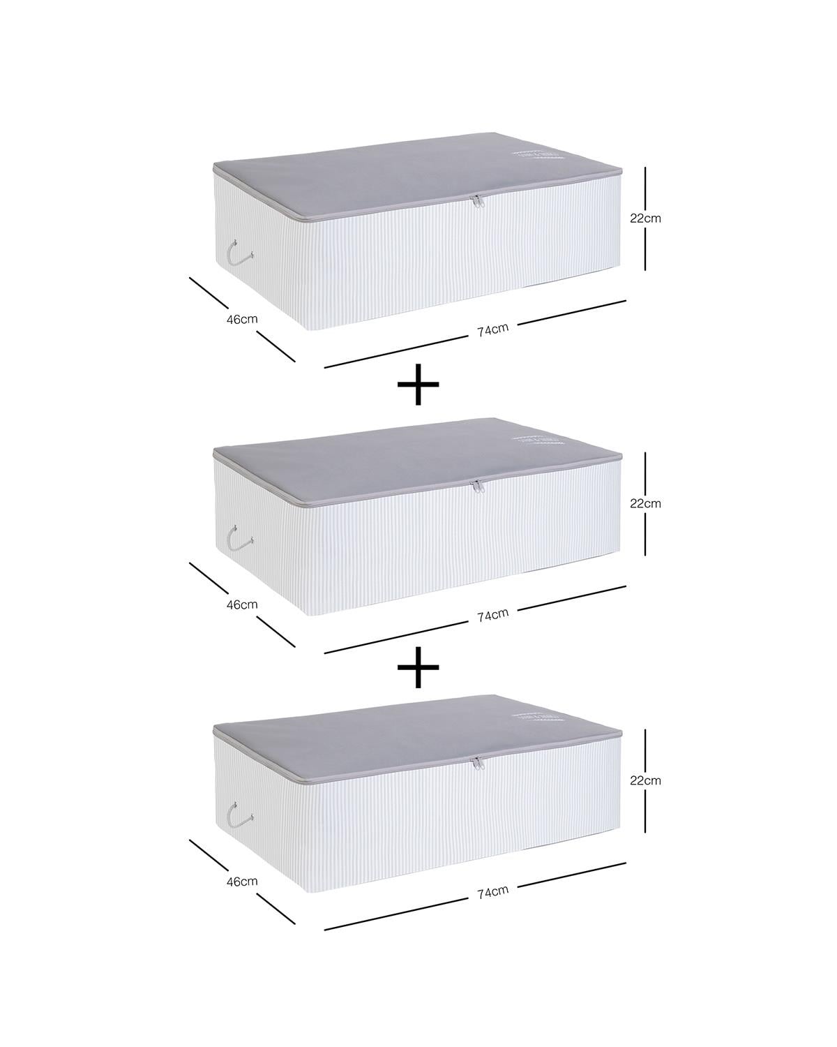 3lü Mega Boy Gri Renk Stuff & Things Baza Altı Hurç Set 74 x 46 x 22 cm