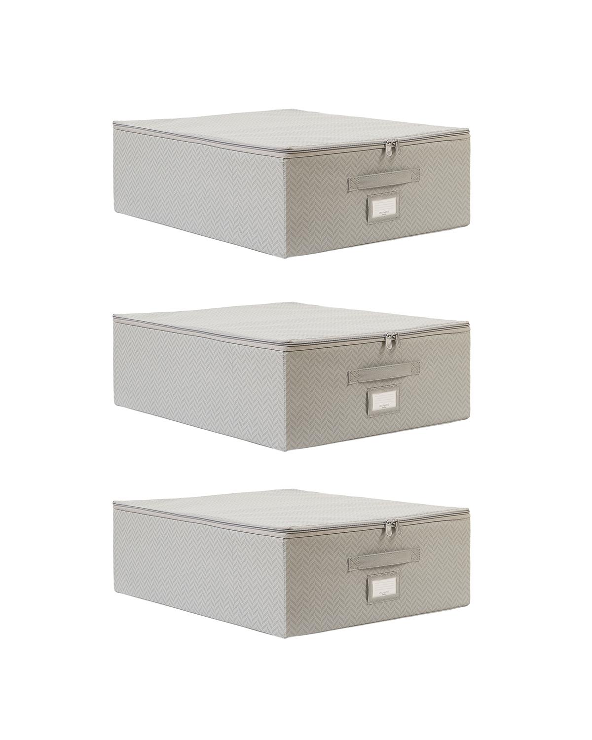 3lü Orta Boy Gri Balıksırtı Destekli Hurç Set 45 x 55 x 18 cm