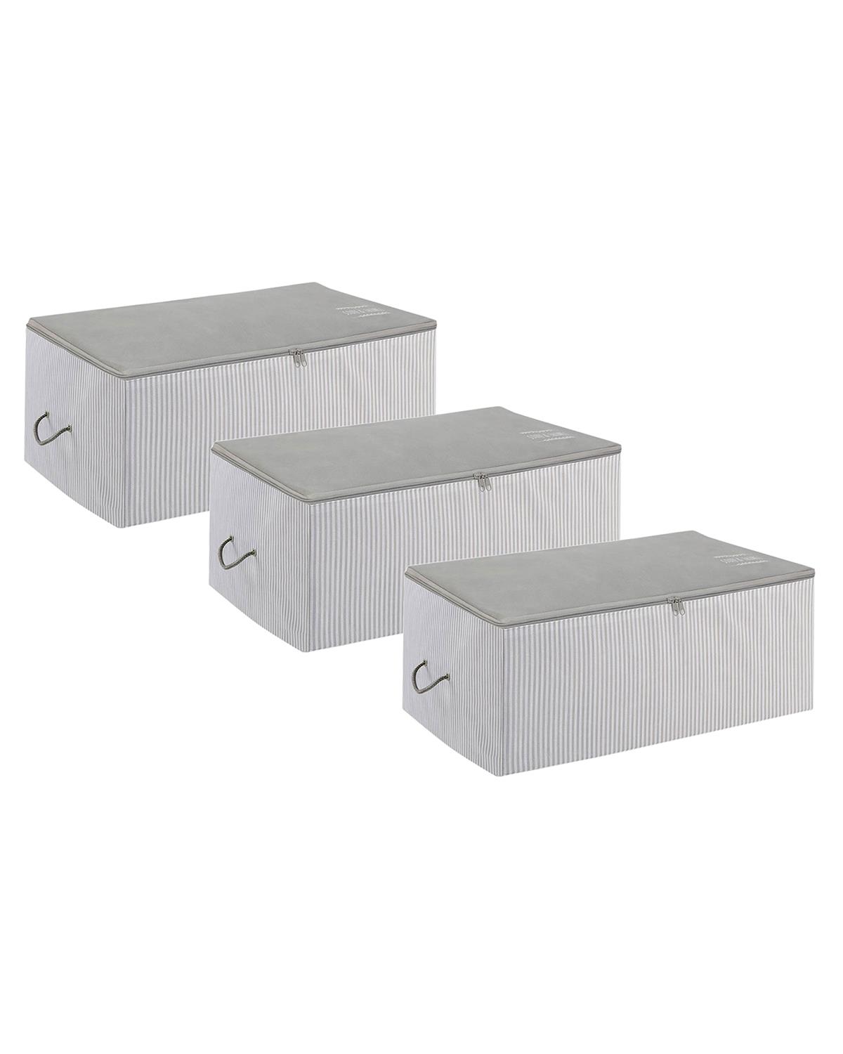 3lü Orta Boy Gri Çizgili Stuff & Things Hurç Set 52 x 28 x 21 cm