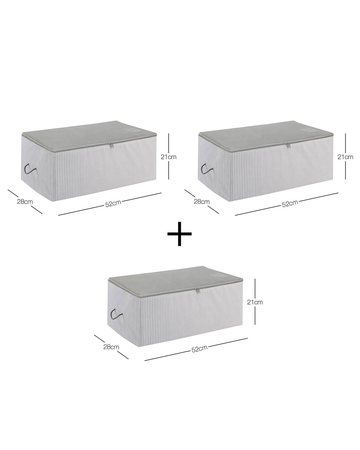 3lü Orta Boy Gri Çizgili Stuff & Things Hurç Set 52 x 28 x 21 cm