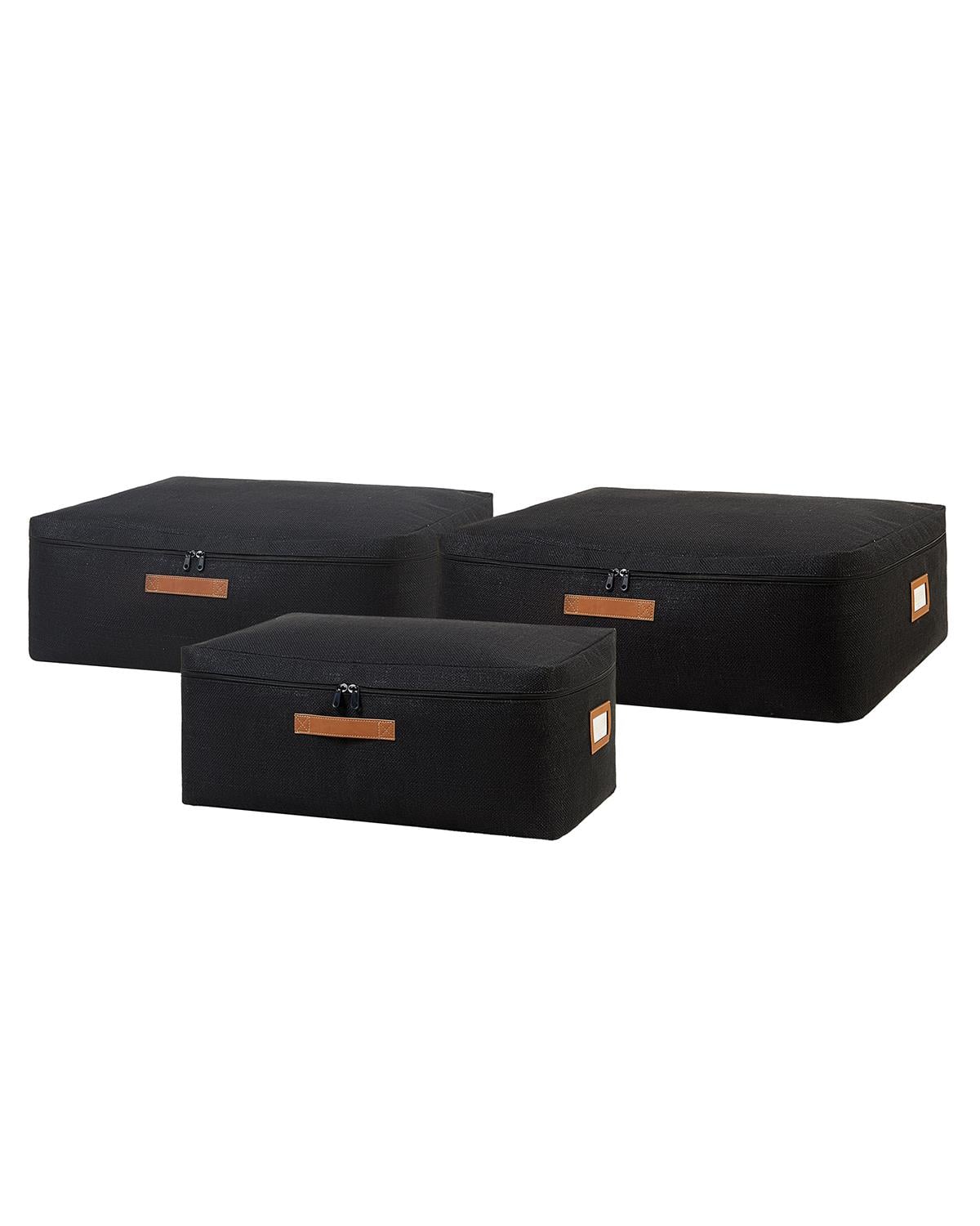 3lü Siyah Renk Jüt Baza Altı Hurç Set 1 Adet 52 x 28 x 21 / 2 Adet 62 x 46 x 22 cm