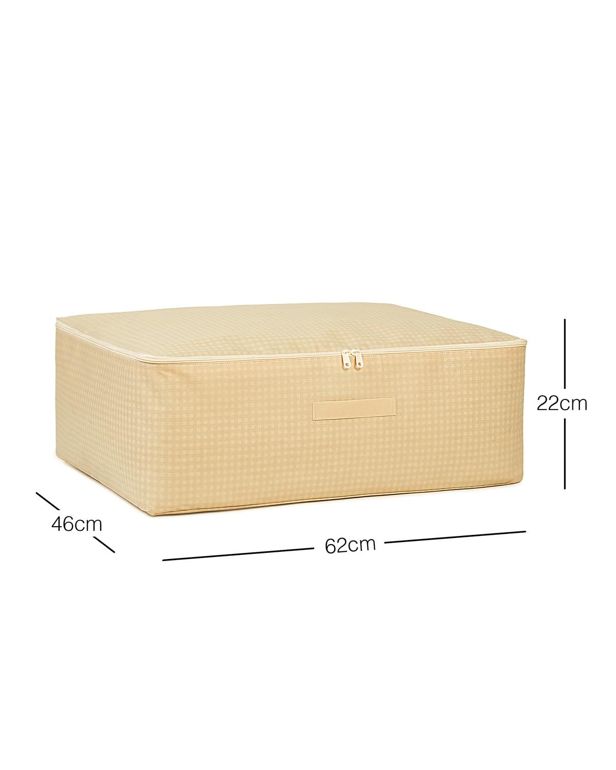 4lü Büyük Boy Bej Pötikare Baza Altı Hurç Set 62 x 46 x 22 cm