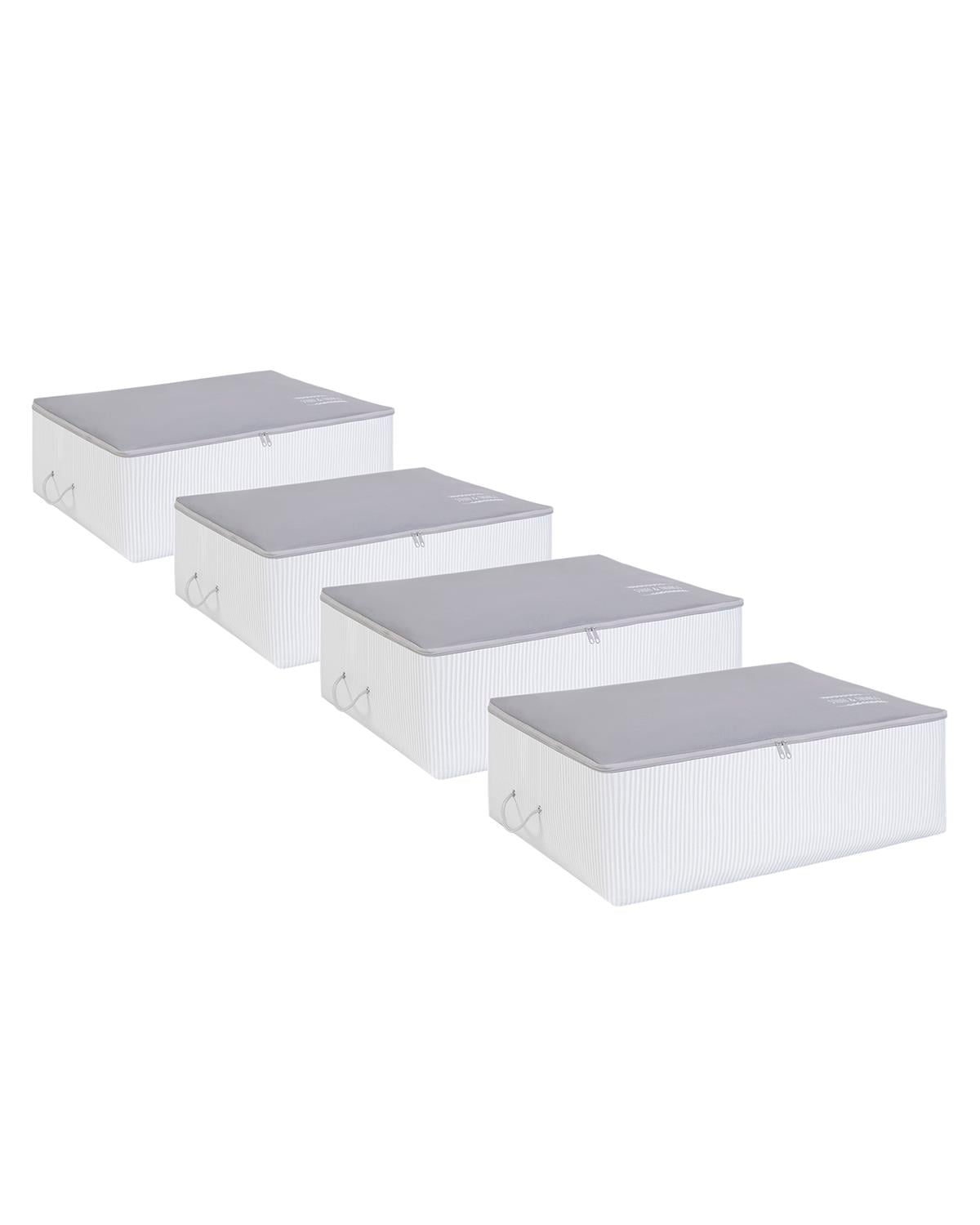 4lü Büyük Boy Gri Çizgili Stuff & Things Baza Altı Hurç Set 62 x 46 x 22 cm