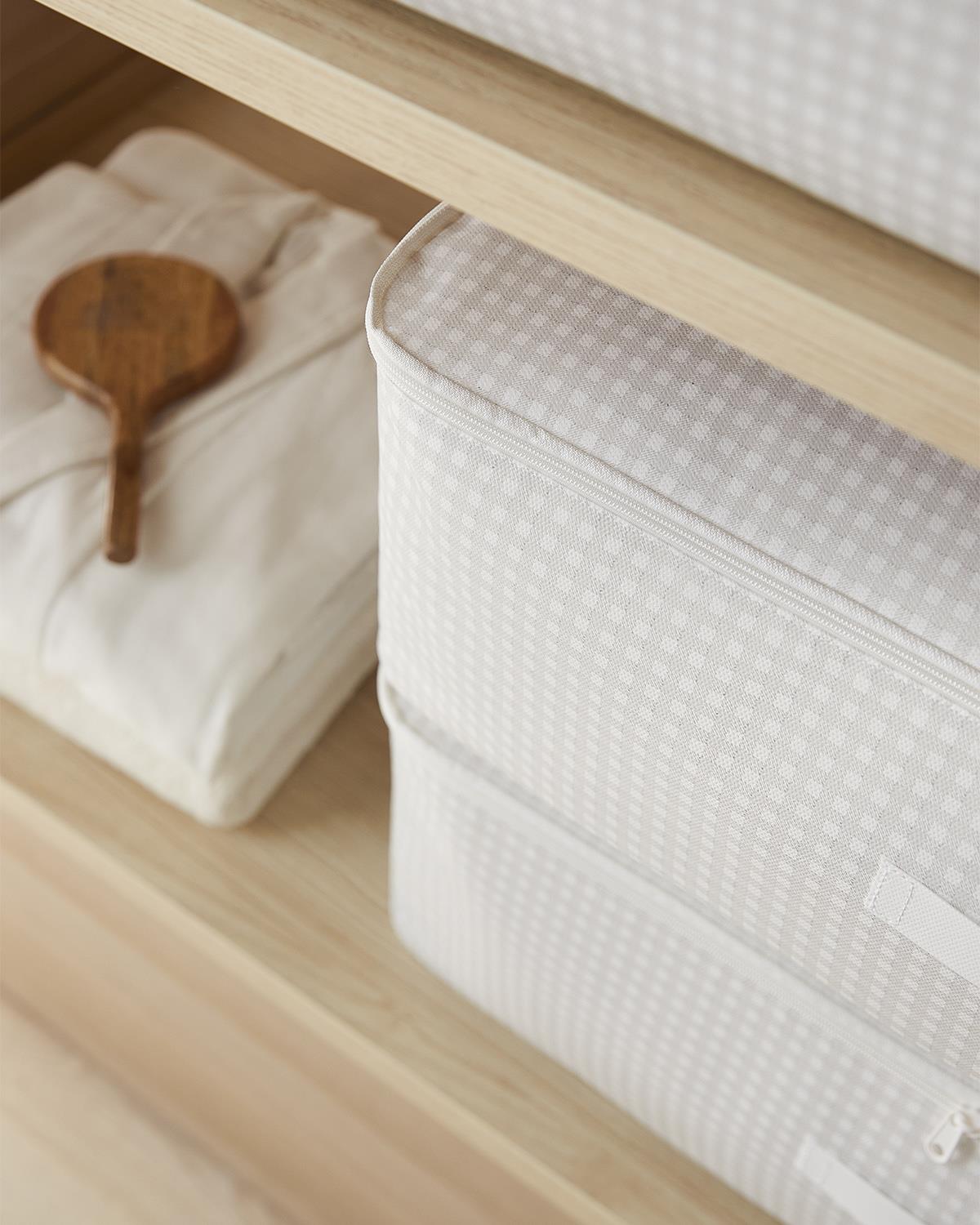 4lü Büyük Boy Gri Pötikare Baza Altı Hurç Set 62 x 46 x 22 cm