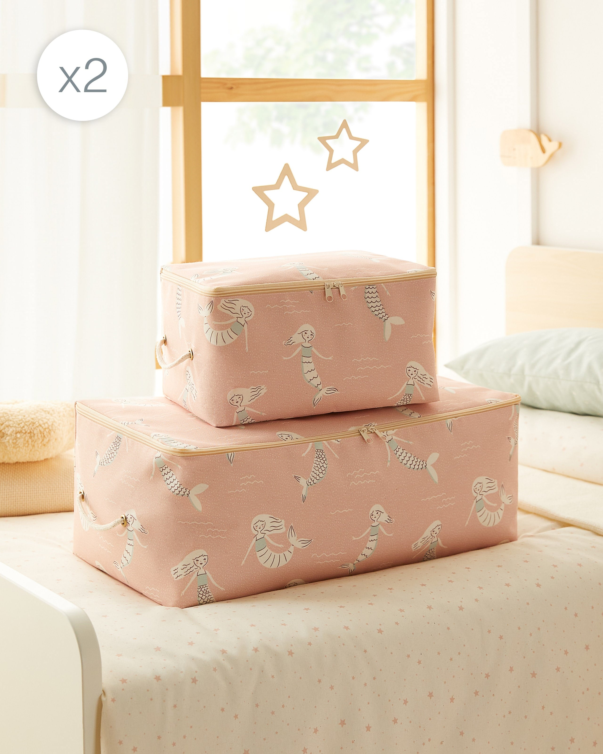 4lü Çocuk Odası Deniz Kızı Hurç Set 2 Adet 30 x 22 x 18 / 2 Adet 52 x 28 x 21 cm