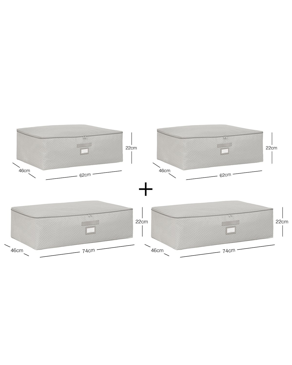 4lü Gri Balıksırtı Baza Altı Hurç Set 2 Adet 62 x 46 x 22 / 2 Adet 74 x 46 x 22 cm