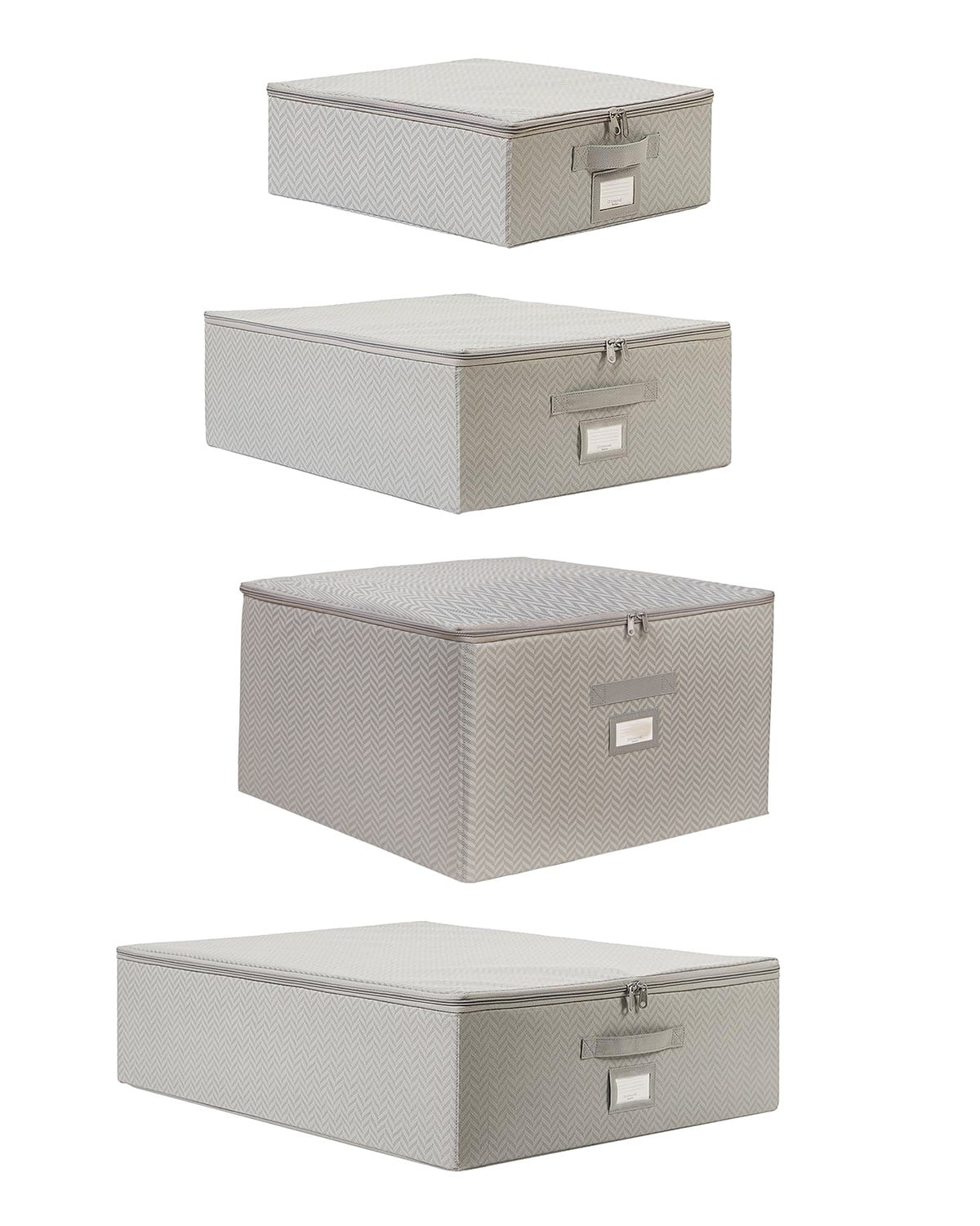 4lü Gri Balıksırtı Destekli Kutu Hurç Set 31 x 38 x 12 + 45 x 55 x 18 + 55 x 70 x 18 + 48 x 40 x 30 cm