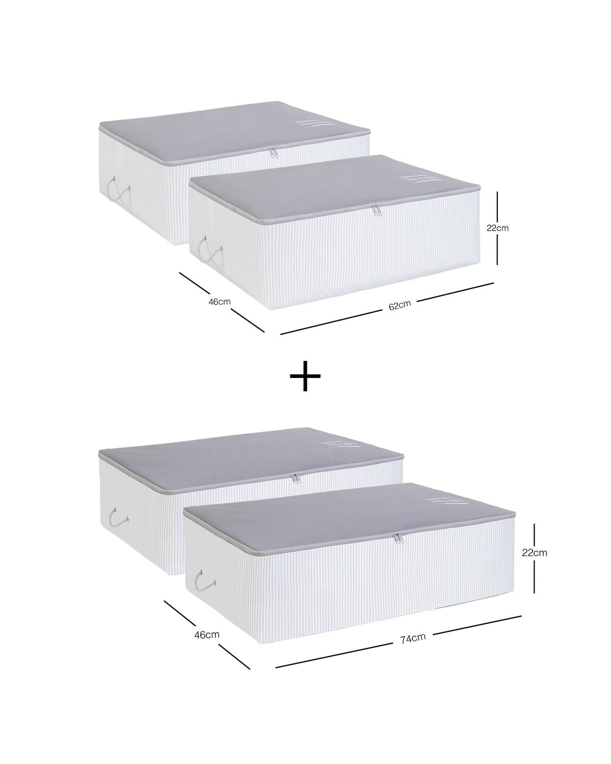 4lü Gri Renk Stuff & Things Baza Altı Hurç Set 2 Adet 62 x 46 x 22 / 2 Adet 74 x 46 x 22 cm