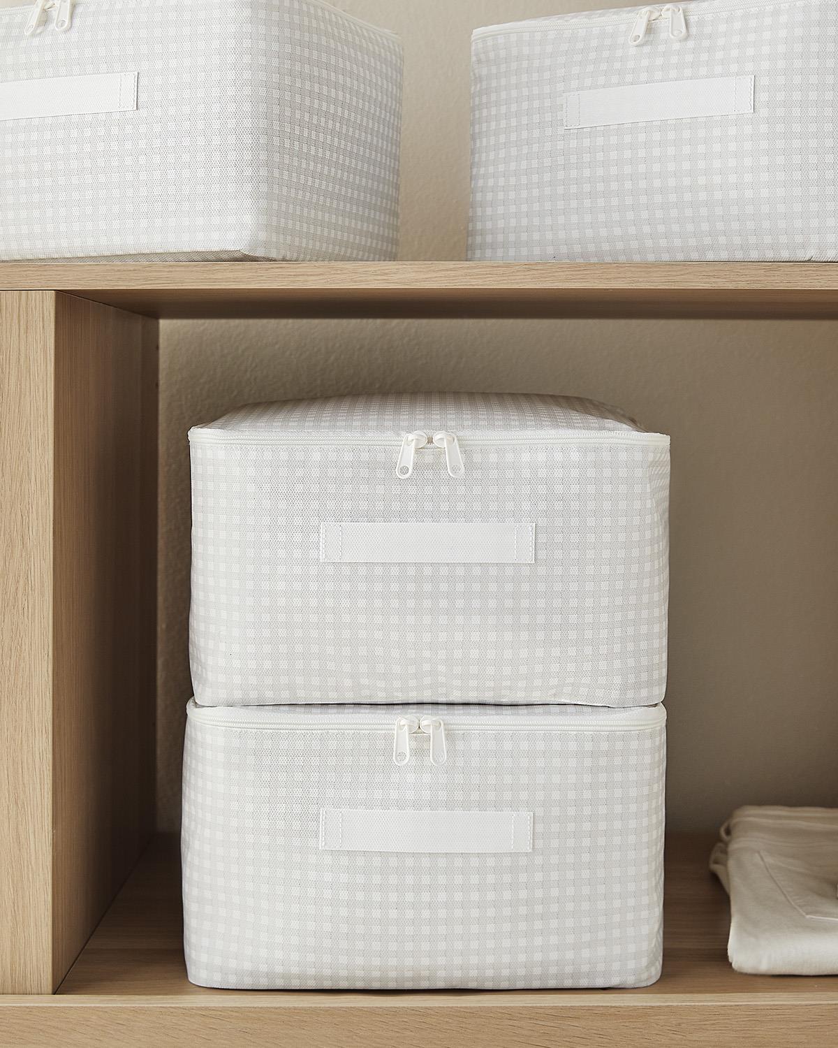 4lü Küçük Boy Gri Pötikare Hurç Set 30 x 22 x 18 cm