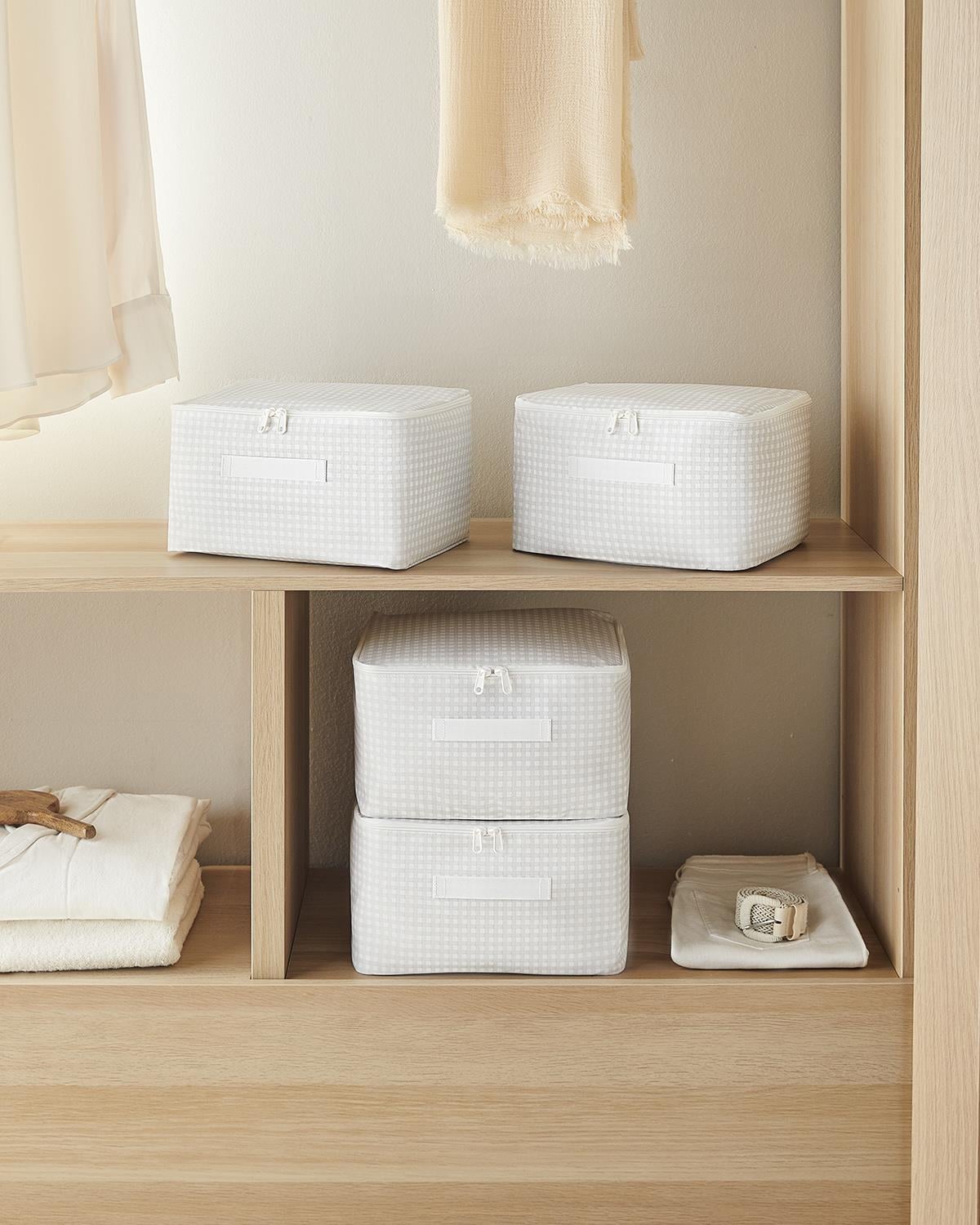 4lü Küçük Boy Gri Pötikare Hurç Set 30 x 22 x 18 cm