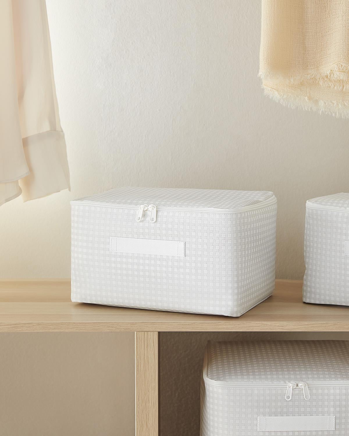 4lü Küçük Boy Gri Pötikare Hurç Set 30 x 22 x 18 cm