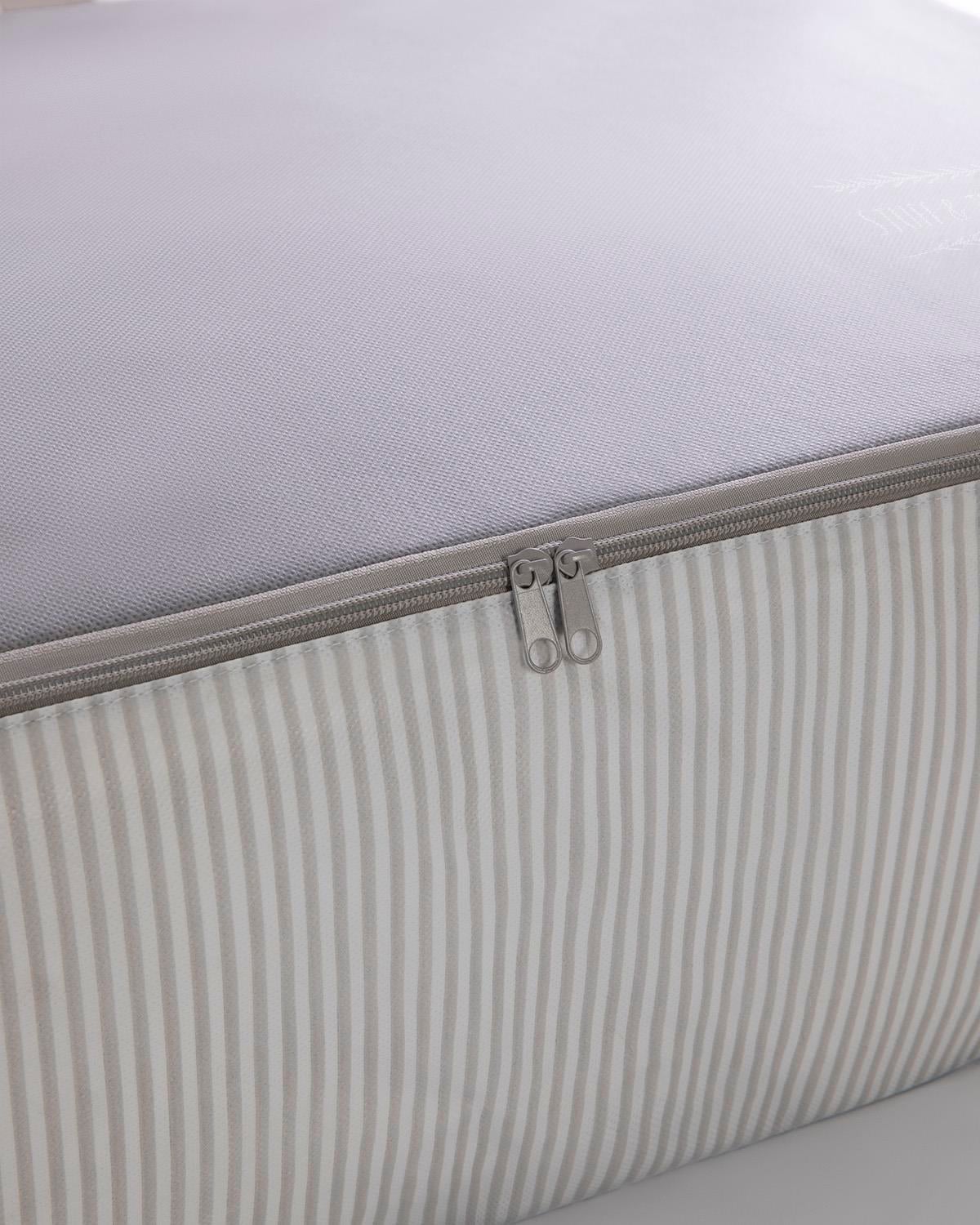 4lü Mega Boy Gri Çizgili Stuff & Things Baza Altı Hurç Set 74 x 46 x 22 cm